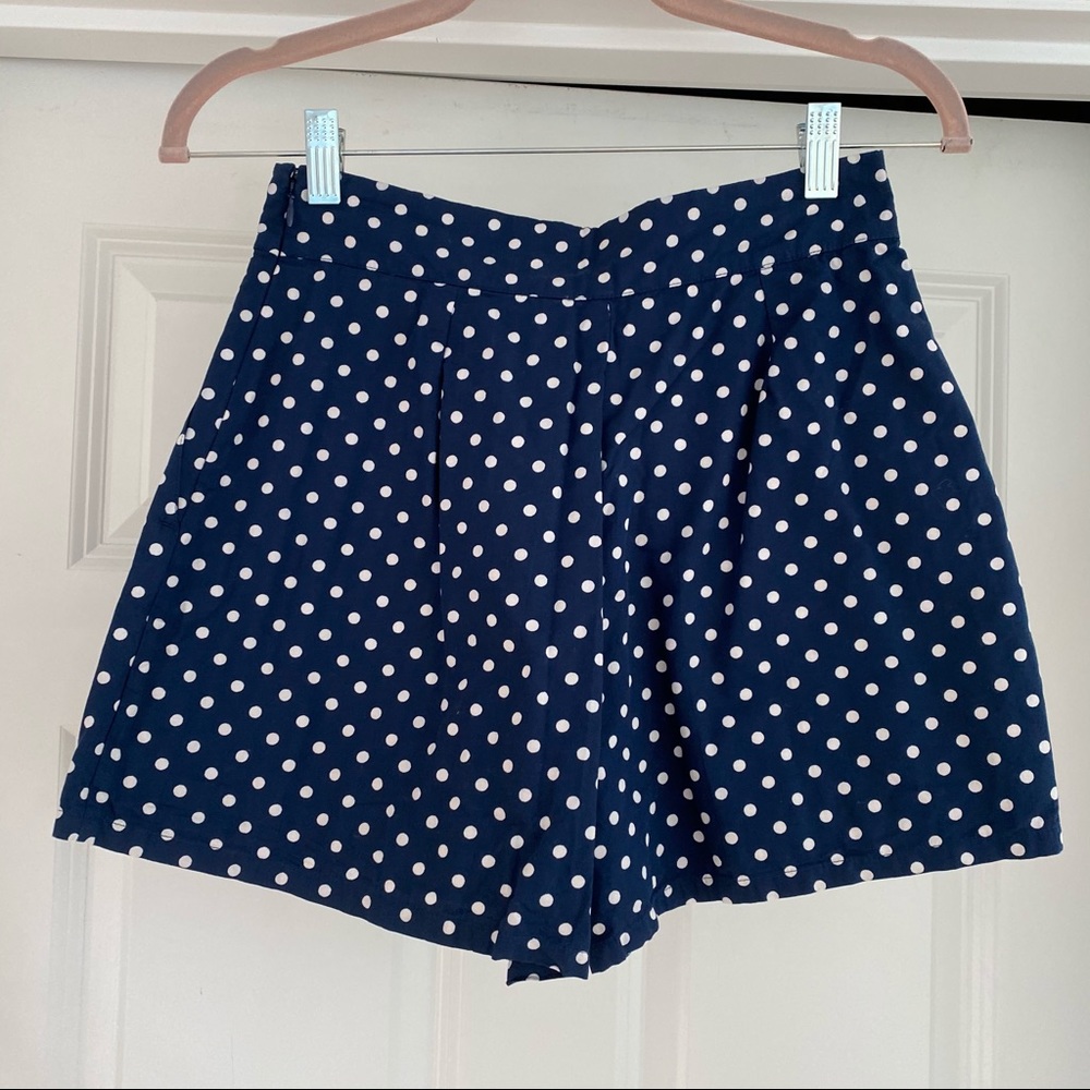 We Wore What navy polka pot shorts